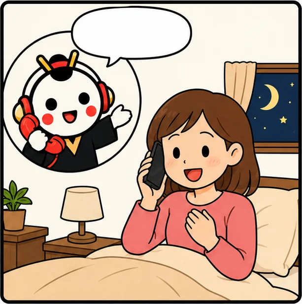 深夜、お客様の電話にこえの助が応対して予約完了